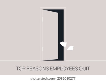 A symbolic depiction of an open door, suggesting opportunities and the commonality of employees departing from their roles, highlighting critical reasons for this trend