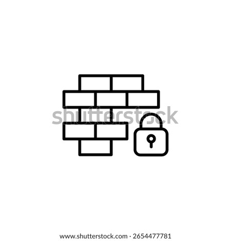 Symbolic Depiction Of Security Protocol With Brick Wall And Padlock