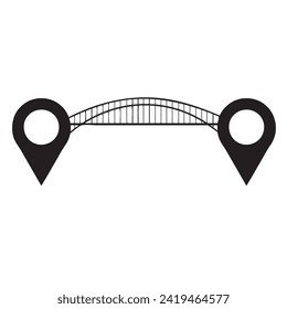 Symbolic designation of a bridge connecting two points on the map