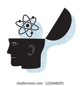 Symbolic drawing of a head and a chemistry thought