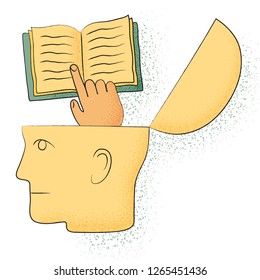 Symbolic drawing of head and knowledge with culture