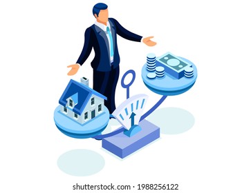 Symbolic Earnings Worth, Savings Symbol. Concept of Estate Tax on Revenue Value or on Stock Profits Earned on Income Levels. Vector illustration, graphic design for flat web banners.