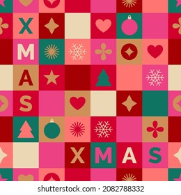 Symbolic elements with square seamless pattern for christmas design.