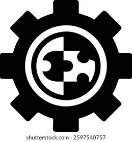 Symbolic engineering and innovation concept in clean line art
