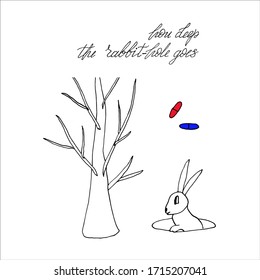 a symbolic figure of the rabbit and the rabbit hole on adrenochrome
