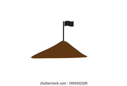 Symbolic flag on small mountain. Vector drawing.