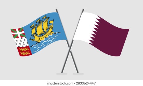Symbolic flags representing Qatar and Saint Pierre and Miquelon.