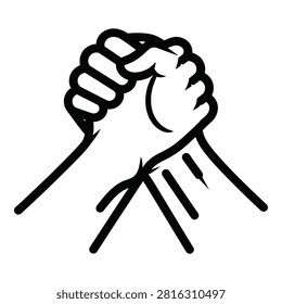 A symbolic gesture of unity and strength, two fists clasped together in a powerful display of solidarity and support
