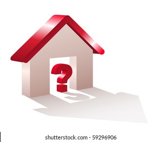 Symbolic house with a question mark.