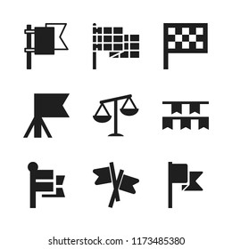 symbolic icon. 9 symbolic vector icons set. flag, imbalanced scale and flags icons for web and design about symbolic theme