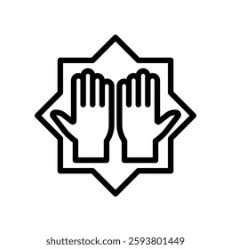 Symbolic Icon of Hands Praying Featured in Minimalist Decorative Frame