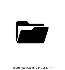 Symbolic icon presents the concept of data organization. File folder icon in silhouette, isolated, with a transparent backdrop for flexible design use.