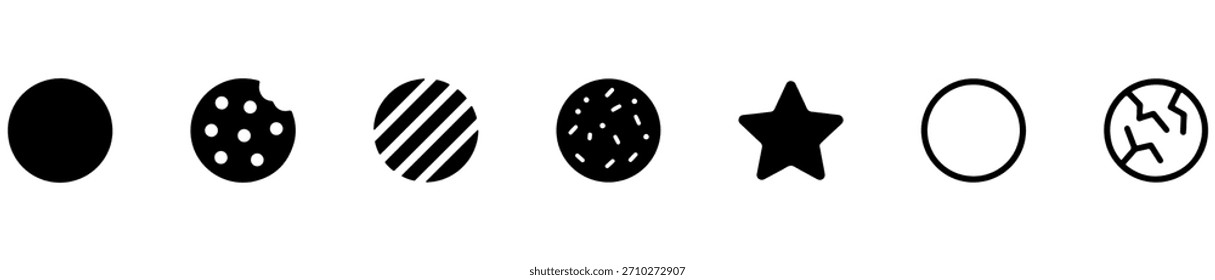 Conjunto de iconos simbólicos con Formas abstractas para selección, categorización o temas visuales.