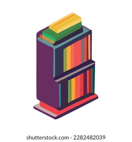 Symbolic icons adorn old book stack isolated