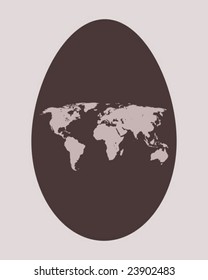 Symbolic illustration of all continents in an egg during easter