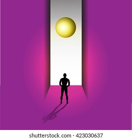 symbolic illustration of man in a surreal environment