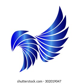 Symbolic image of a bird. Abstract logo.The metal surface