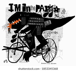 Symbolic image of a dinosaur that rides a bicycle