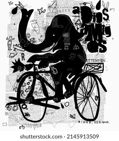 Symbolic image of an elephant riding a bicycle 