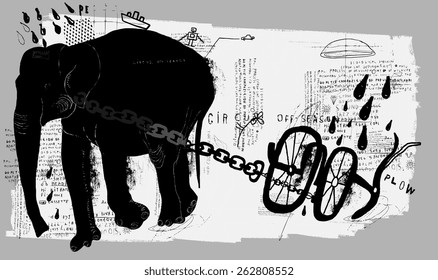 Symbolic image of an elephant, which pulls the plow