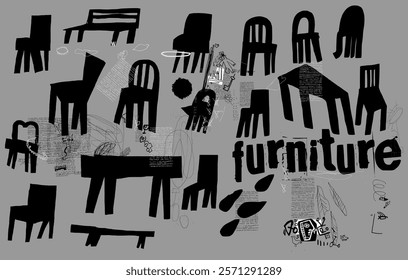 Symbolic image of furniture on a gray background