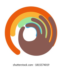 The symbolic image of a hand smearing multicolored paints.
