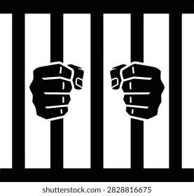 Symbolic image of hands holding onto jail cell bars representing imprisonment, restriction, and the loss of freedom. Suitable for legal and justice concepts.