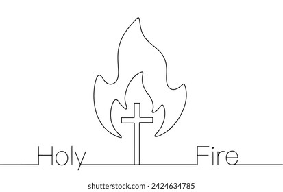 Imagen simbólica del Fuego Santo. Fuego llevado a cabo desde el Santo Sepulcro en la víspera de la Pascua Ortodoxa. Imágenes producidas sin el uso de ningún tipo de software de IA en ninguna etapa. 