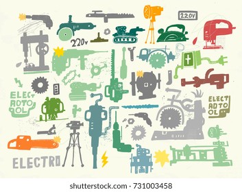 Symbolic image of a large number of power tools