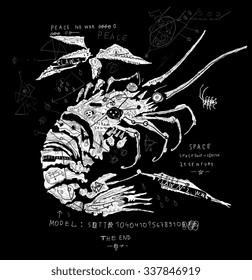 The symbolic image of the lobster, which is a spaceship.