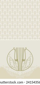 Symbolic image Lyre. Seamless background Decor Art Nouveau. 