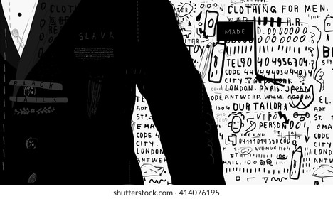 The symbolic image of a man in black jacket.