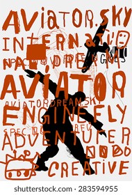 The symbolic image of a man that simulates flight