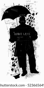 La imagen simbólica de un hombre que no tiene su casa