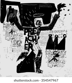 The symbolic image of a man who goes to preach