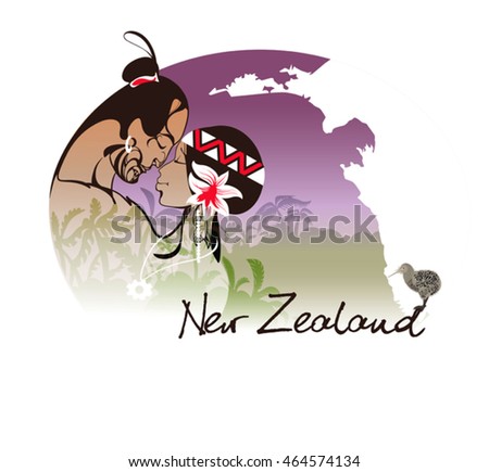 symbolic image of a pair  young men from the Maori. New Zealand