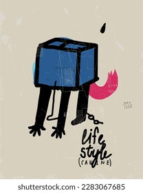 Symbolic image of a person who lives in a box 