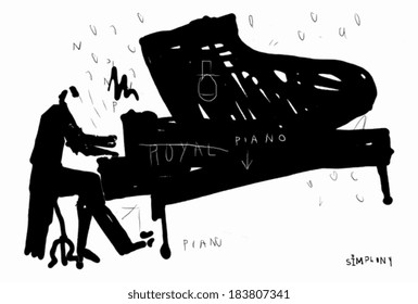 Symbolic image of a pianist who plays the piano. 