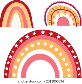 A symbolic image of a rainbows in warm yellow-red colors.