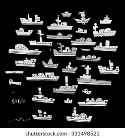 The symbolic image of the ships on a black background.