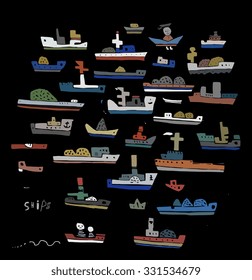 The symbolic image of the ships on a black background.