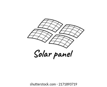 Symbolic image of solar panels. Ecological concept. Vector linear illustration.