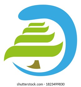 Symbolic image of a tree. The drawing can be used as a logo or icon.