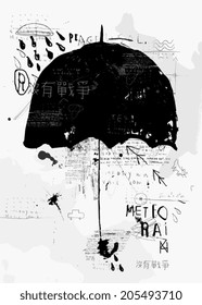 Symbolic image of the umbrella graffiti on a gray background.  