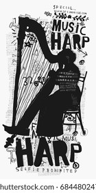 Symbolic image of a woman who plays the harp