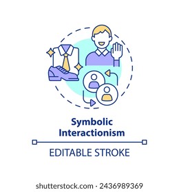 Symbolic interactionism multi color concept icon. Theory of social stratification. Self expression. Round shape line illustration. Abstract idea. Graphic design. Easy to use in article
