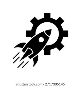 Ein symbolisches Liniensymbol, das die Bereitstellung und Produkteinführung darstellt, ideal für Startfreigaben und die Systemimplementierung.