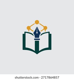 Um logotipo simbólico que combina elementos de educação, criatividade e tecnologia.