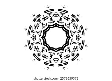 Symbolic mandala art with sacred geometric patterns and central circle for harmony and meditation	
