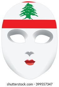 A symbolic mask, a bandana in the form of the national flag Lebanon, the image of the state